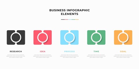 Presentation business infographic template with 5 options or steps. Modern infographic design template. Creative concept of five stages of business project