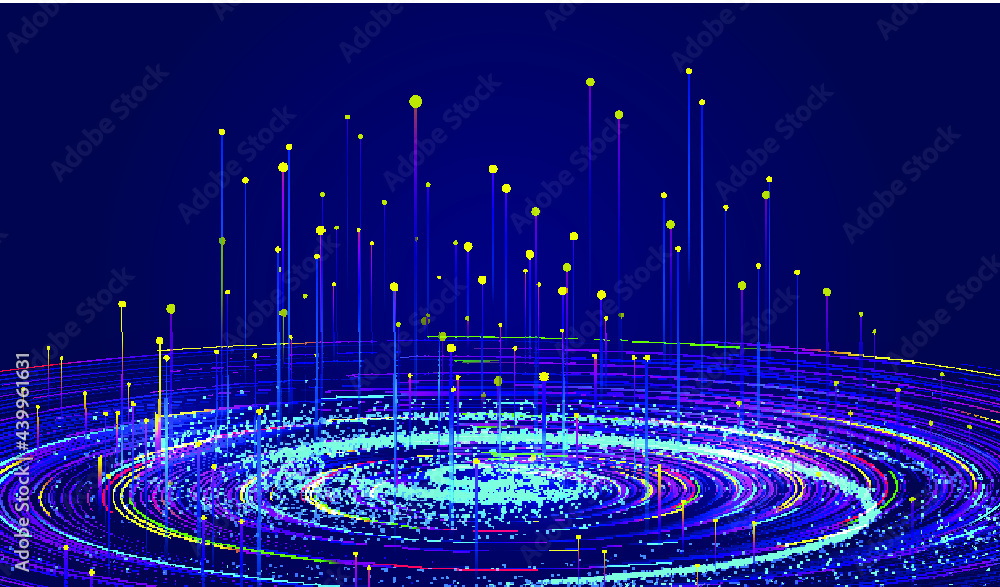 Aufkleber Color helix particle ray Internet technology big data background.