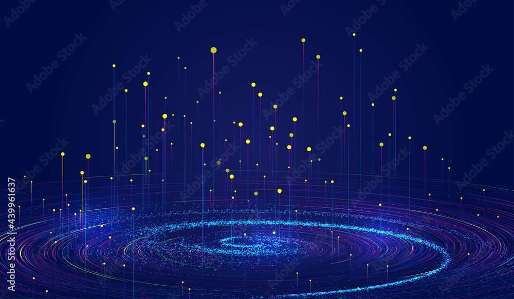 Poster color helix particle ray internet technology big data background.