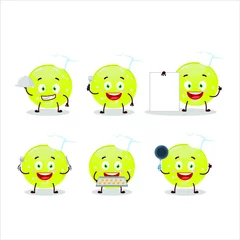 Fotobehang Cartoon character of jelly sweets candy green with various chef emoticons. Vector illustration © kongvector