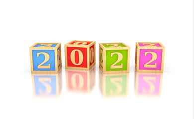 New Year 2022 Creative Design Concept with cubes - 3D Rendered Image	
