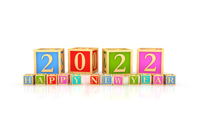 New Year 2022 Creative Design Concept with cubes - 3D Rendered Image	