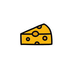 cheese doodle icon, vector color line illustration