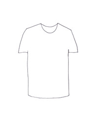 White t-shirt on white background, graphic linear black and white mockup pattern