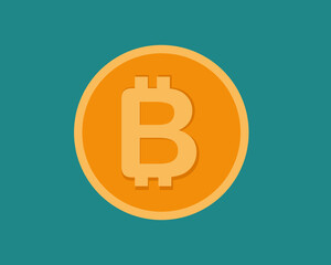 Bitcoin symbol in flat design. Vector 