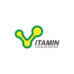v letter molecule for vitamin text vector illustration design