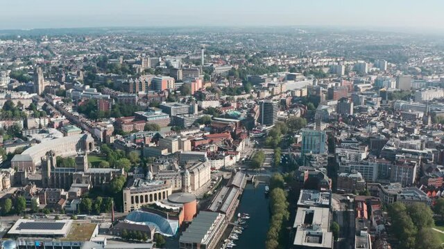 Drone Shot Over Old City Central Bristol