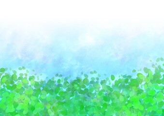 Fototapeta premium 木の葉の水彩風背景イラスト