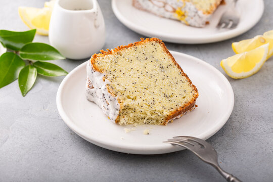 Lemon Poppy Seed Pound Cake with powdered sugar glaze