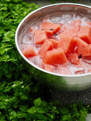 수박화채, 음식, 요리 (Watermelon and soda food, Cooking)
