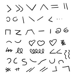 vector illustrattion. Set of Scribble arrow isolated on white background. black hand drawn arrows set icon. 