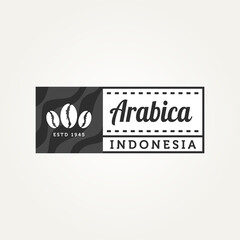arabica indonesian coffee badge vintage logo template vector illustration design. retro classic bar, restaurant, cafe emblem logo concept