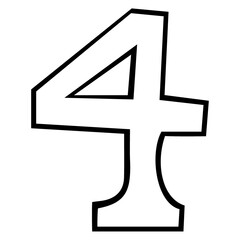 Number four hand drawn sketch. Independence day concept.