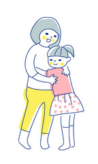 抱き合っている2人の女の子