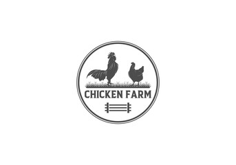 Obraz premium chicken farm logo in white background
