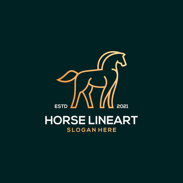 Horse line art logo luxury illustration