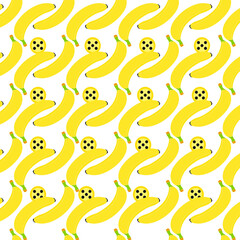 banana summer seamless pattern isolated on white