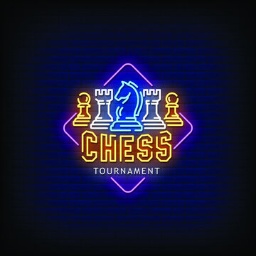 Chess Tournament Neon Sign Style Text vector