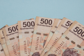 Closeup shot of Mexican pesos