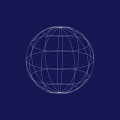 Wire globe design concept. Wireframe globe with solid background. 3D globe lines with solid background. Globe, world, modern, technology, science, sphere.