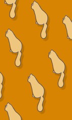 Cats seamless pattern icon illustration with orange background suitable for wallpaper or backdrop 