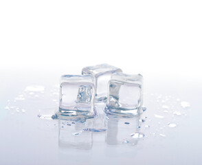  ice cubes on white background.