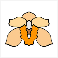 Doodle orchid icon isolated on white. Hand drawn clipart. Flower vector stock illustration. EPS 10