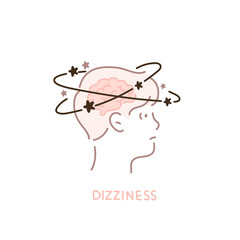 A man's head showing dizziness.