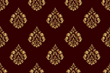 seamless raster pano pattern with vintage golden elements