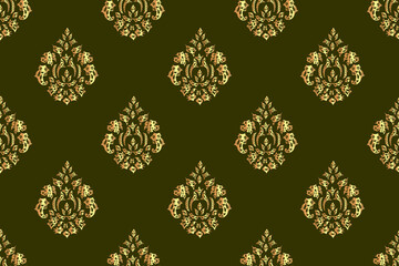seamless raster pano pattern with vintage golden elements