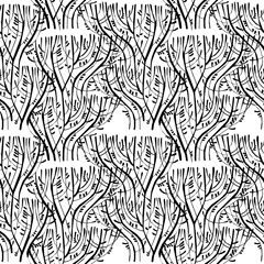 Tree branches or algae coral, natural seamless pattern in minimalism aesthetic, modern background.