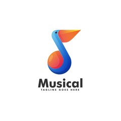 Vector Logo Illustration Musical Gradient Colorful Style.