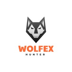 Vector Logo Illustration Wolf Gradient Colorful Style.