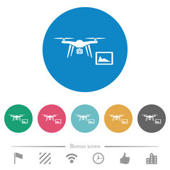 Drone controlling from tablet flat round icons