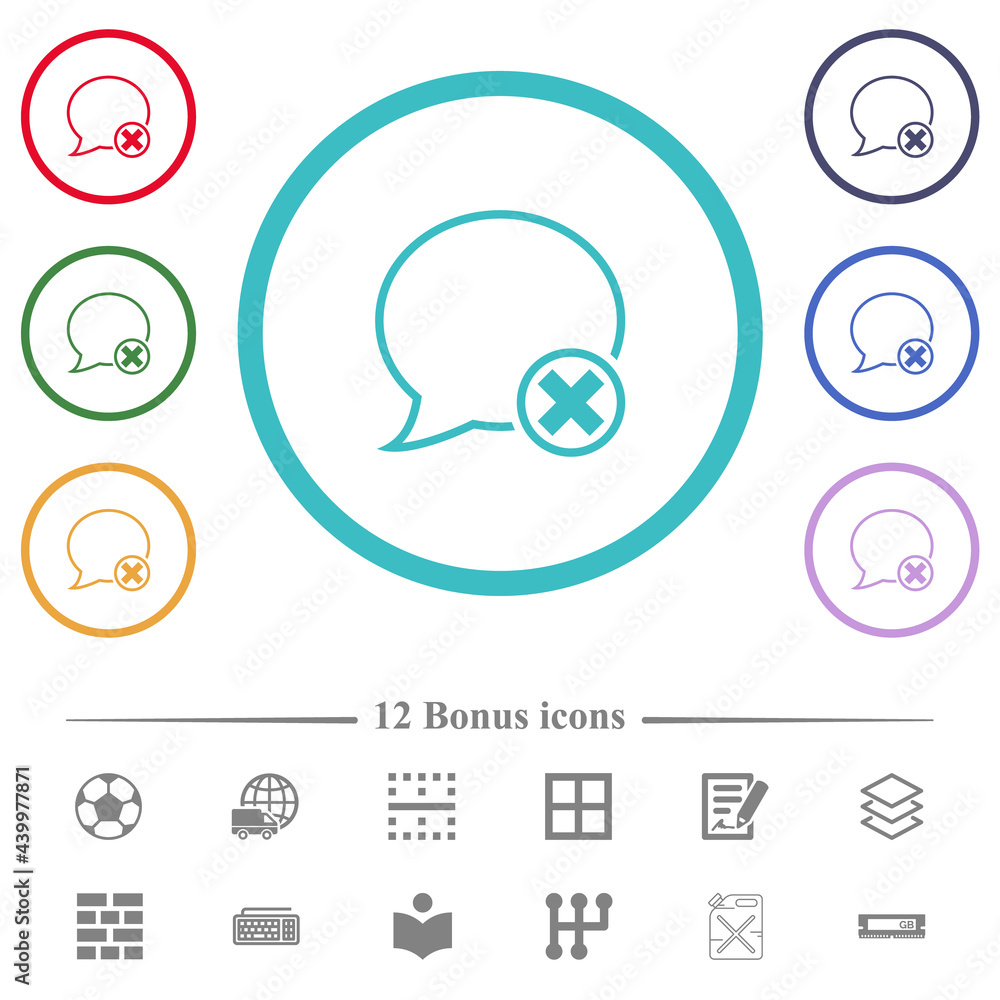 Poster cancel message outline flat color icons in circle shape outlines