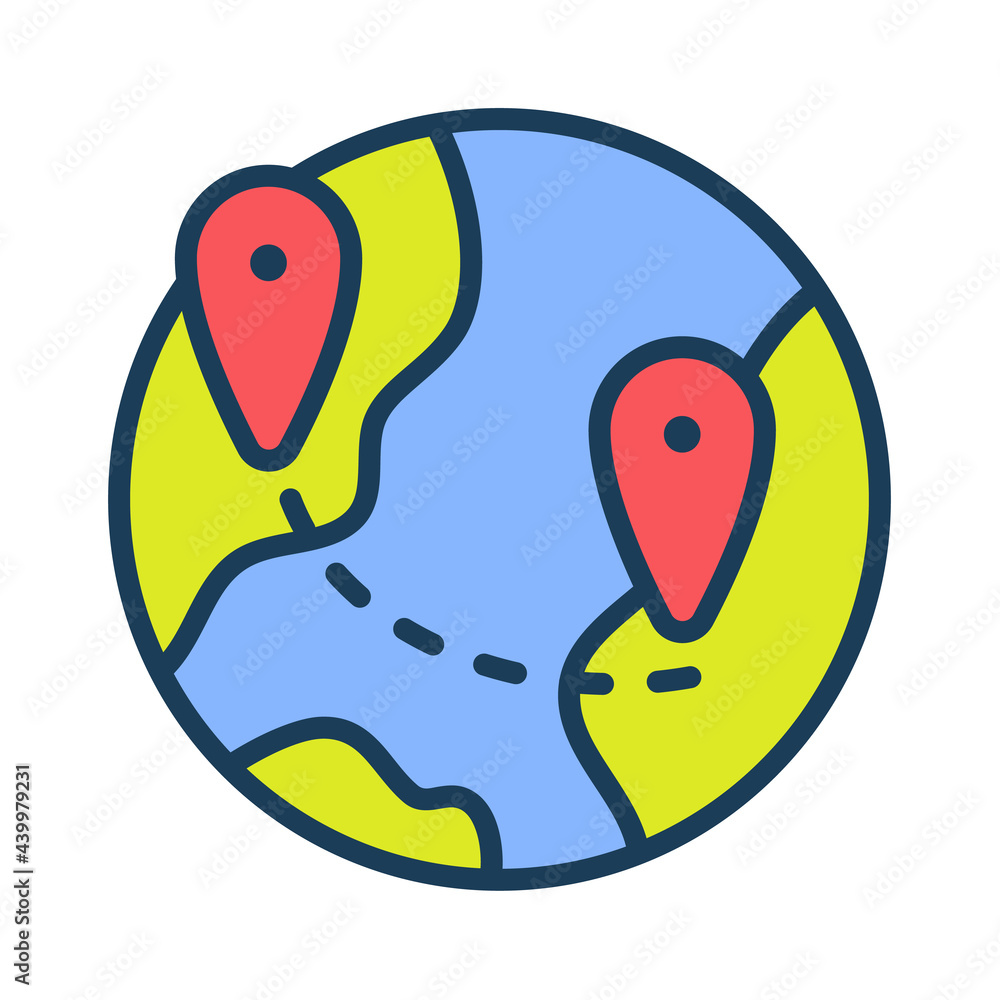 Poster globe world single isolated icon with filled line style