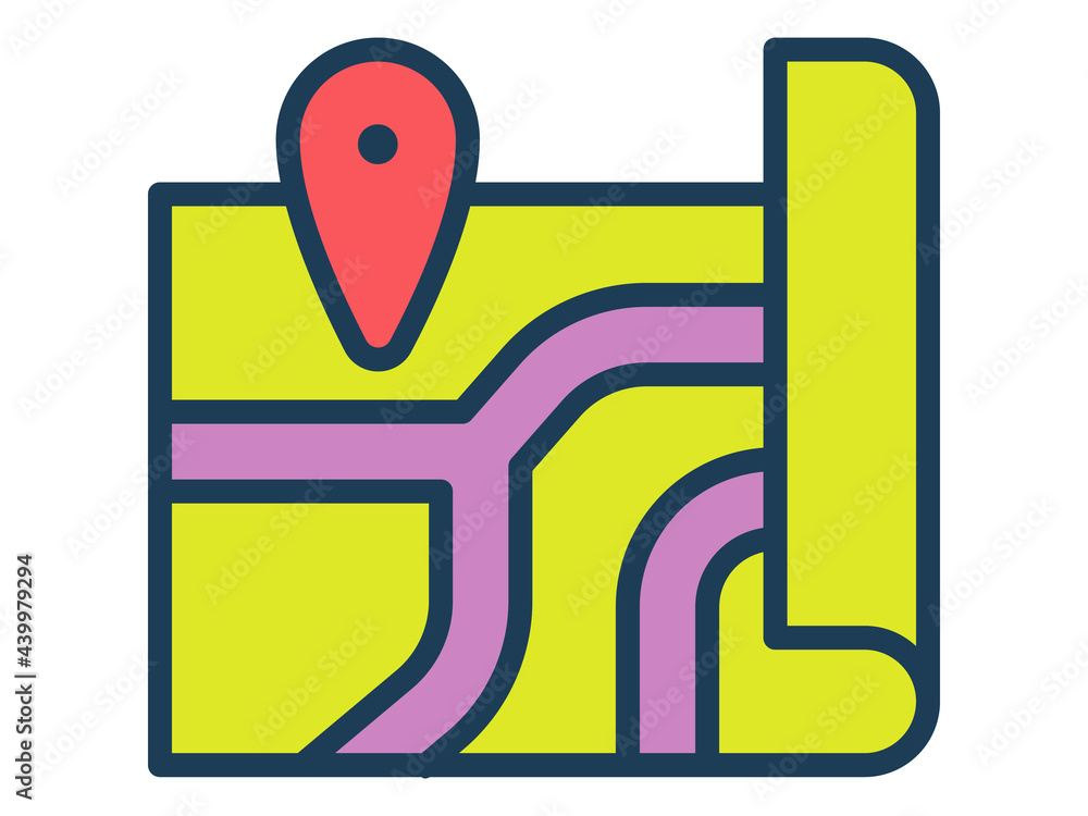 Poster map road single isolated icon with filled line style
