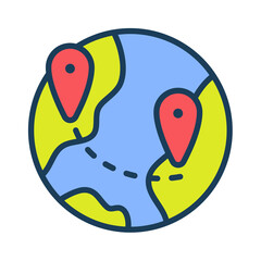 globe world single isolated icon with filled line style