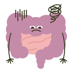 大腸のキャラクター。元気がない大腸のイラスト。