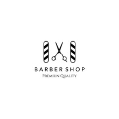 barbershop scissor design vintage logo minimalist illustration premium quality