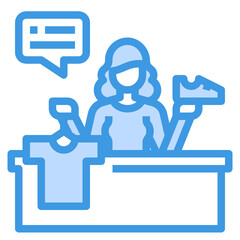 Review blue outline icon