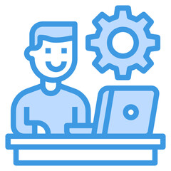 Management blue outline icon