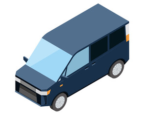 ミニバン　アイソメトリックスの自動車のイラスト　3D立体イラスト　白バック　ベクターデータ