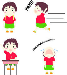 Cute back to school kid vector set