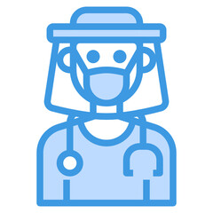 Face Shield blue outline icon