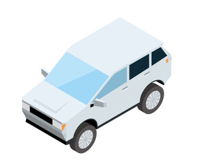 SUV車CUV　アイソメトリックスの自動車のイラスト　3D立体イラスト白バック　ベクターデータ
