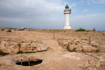 Obraz premium Cap de Barberia lighthouse on the Island of Formentera in Spain