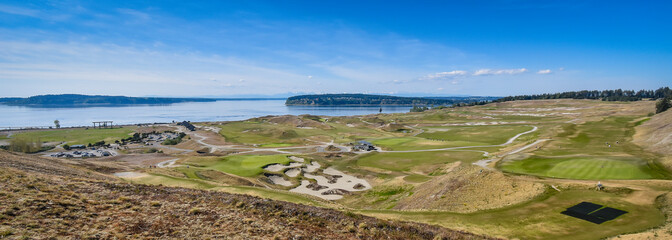 Chambers Bay Golf Course on shores of Puget Sound, Tacoma, Washington. Home of the US Open in 2015.
A municipal course owned by Pierce County