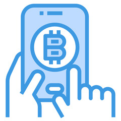 Cryptocurrency blue outline icon