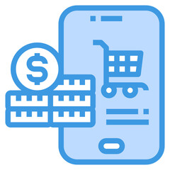 Mobile Shopping blue outline icon
